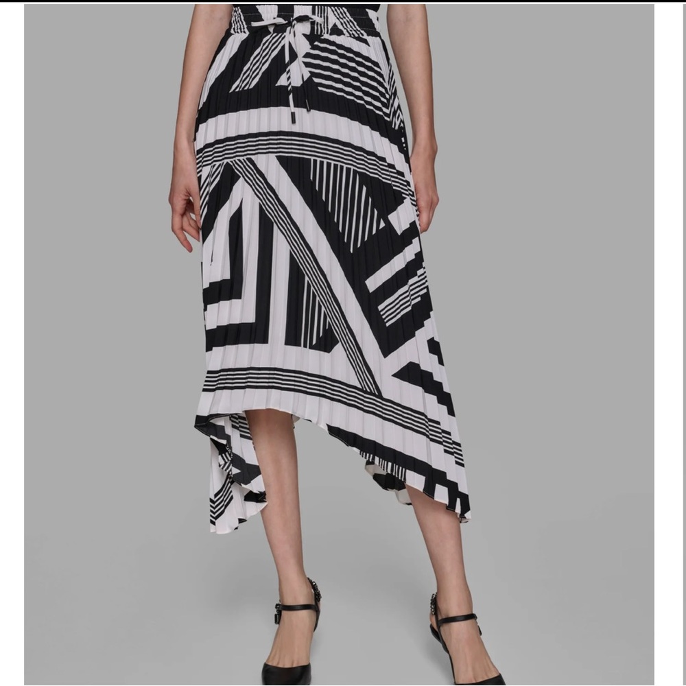 Karl Lagerfeld PLEATED HIGH WAISTED MIDI SKIRT